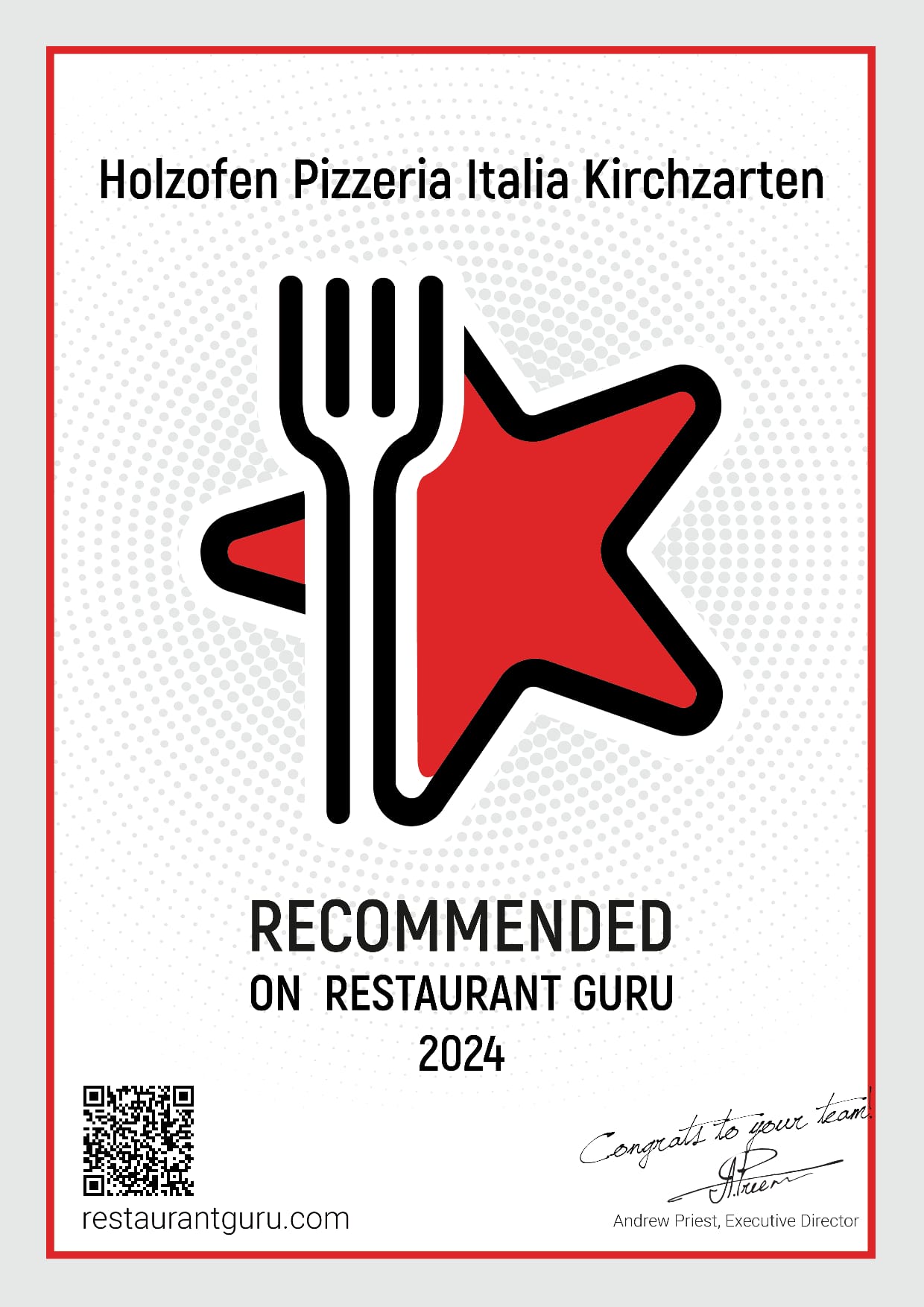 Pizzeria Italia 2024 vom Restaurant Guru empfohlen